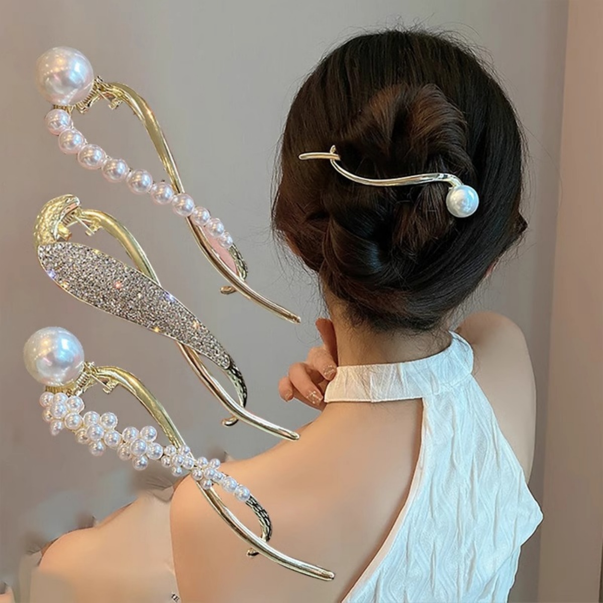 Korean Girl Lifestyle - Zarif Glitter inci saç tokası kadınlar