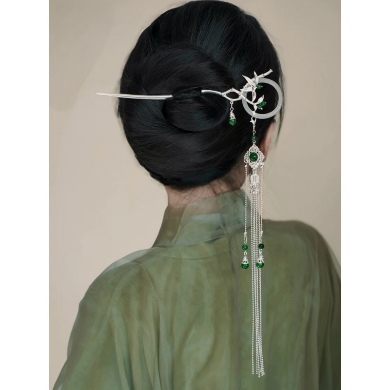 Hanbok Hair Pin - Çin Tarzı Saç Çubuğu Bambu Püsküllü
